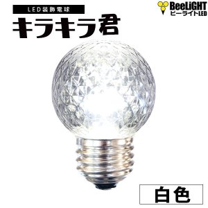 画像1: 業務用 LED装飾電球 キラキラ君 サイン球 白色 5000K 消費電力1.3W 口金E26 防塵 防水 仕様 IP65 点滅 全光束 65lm 照射角360° 防水用シリコンリング付き